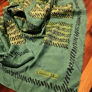 Christian Dior Green and Black Scarf